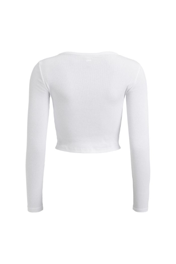 Rethinkit, Soft rib crop tee Key, White